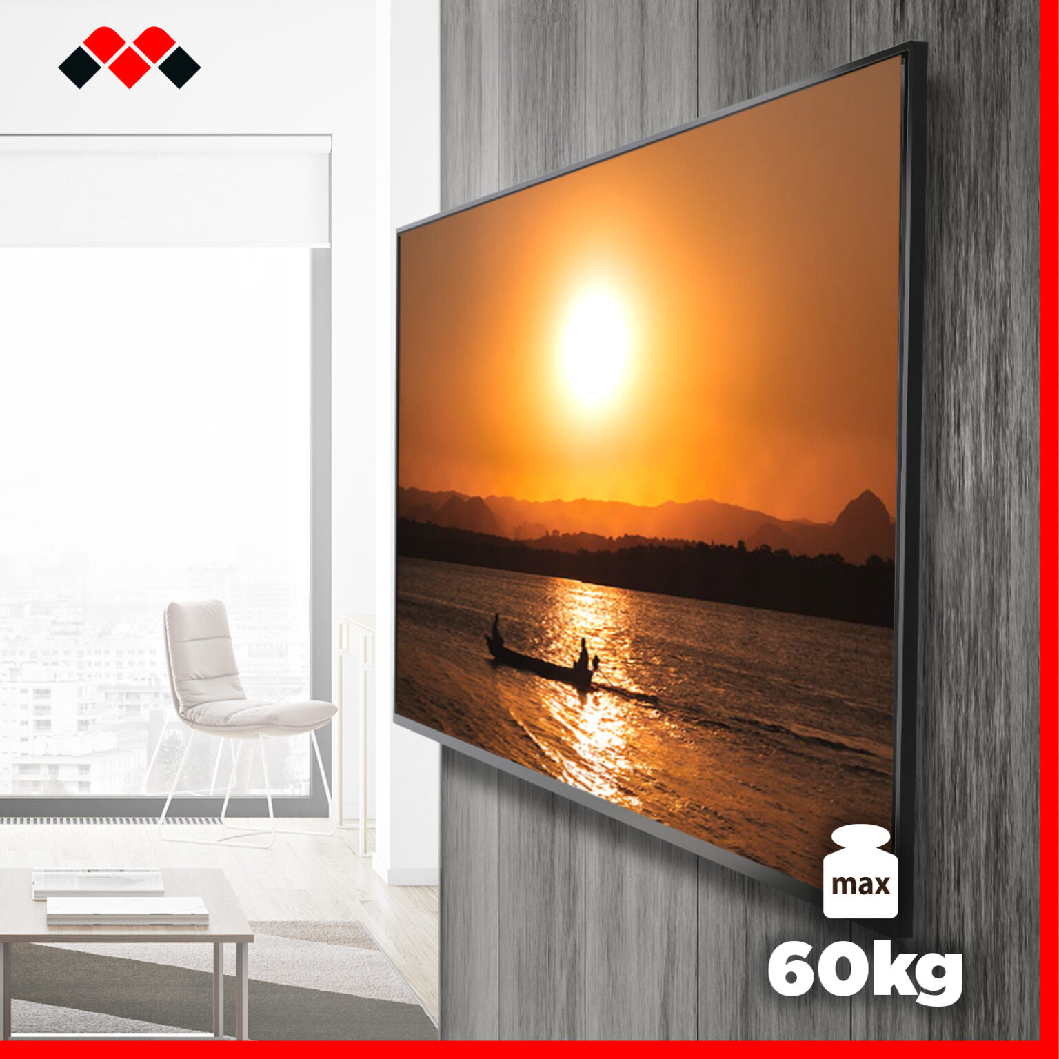 Supporto TV In Legno Di Faggio Kalb, VESA 600x400, Per TV 45-65 Pollici, 40kg, Nuovo - Foto 3